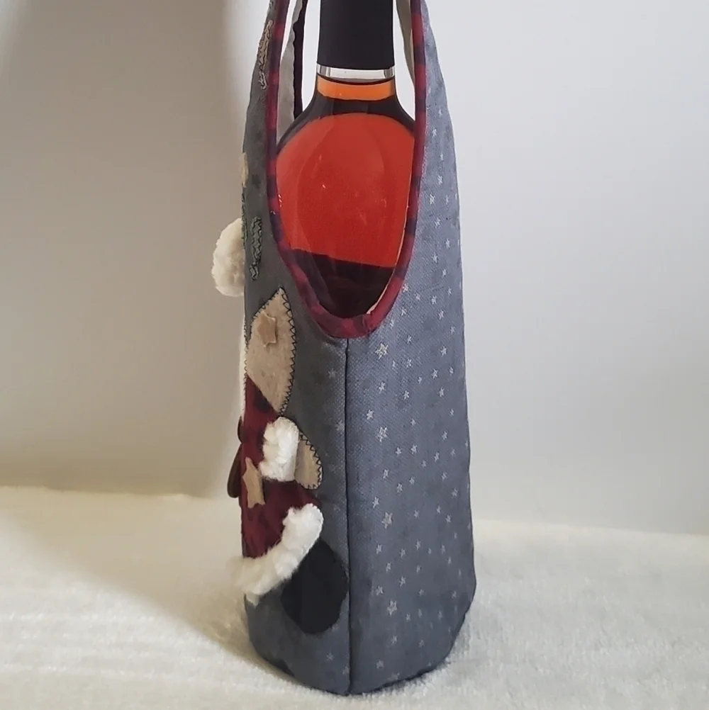 CHRISTMAS Holiday Santa Stars Gingerbread Wine Holder Bag
